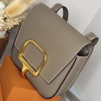 Hermes Women Della Cavalleria Mini Bag Epsom Leather-GreyGold (1)