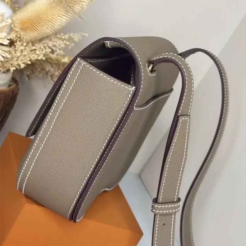 Hermes Women Della Cavalleria Mini Bag Epsom Leather-Grey/Gold