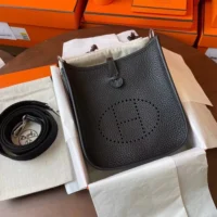 Hermes Women Evelyne 16 Amazone in Clemence Leather-BlackSilver (9)