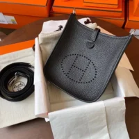 Hermes Women Evelyne 16 Amazone in Clemence Leather-BlackSilver (9)