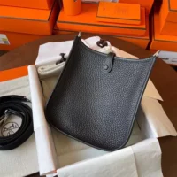 Hermes Women Evelyne 16 Amazone in Clemence Leather-BlackSilver (9)