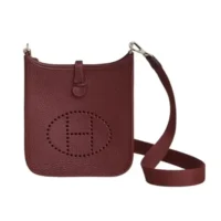 Hermes Women Evelyne 16 Amazone in Clemence Leather-MaroonSilver (1)