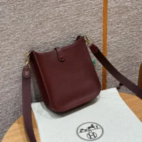 Hermes Women Evelyne 16 Amazone in Clemence Leather-MaroonSilver (1)