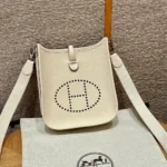 Hermes Women Evelyne 16 Amazone in Clemence Leather-White/Silver