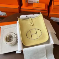 Hermes Women Evelyne 16 Amazone in Clemence Leather-YellowSilver (1)
