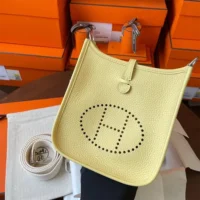 Hermes Women Evelyne 16 Amazone in Clemence Leather-YellowSilver (1)