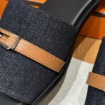 Sandalias Hermes Giulia para mujer, color azul marino, H251030Z