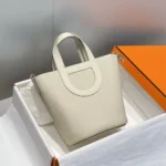 Hermes Women In the Loop 18 Handbag Clemence Leather-White/Silver