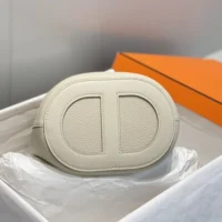 Hermes Women In the Loop 18 HandBag Clemence Leather-WhiteSilver (1)