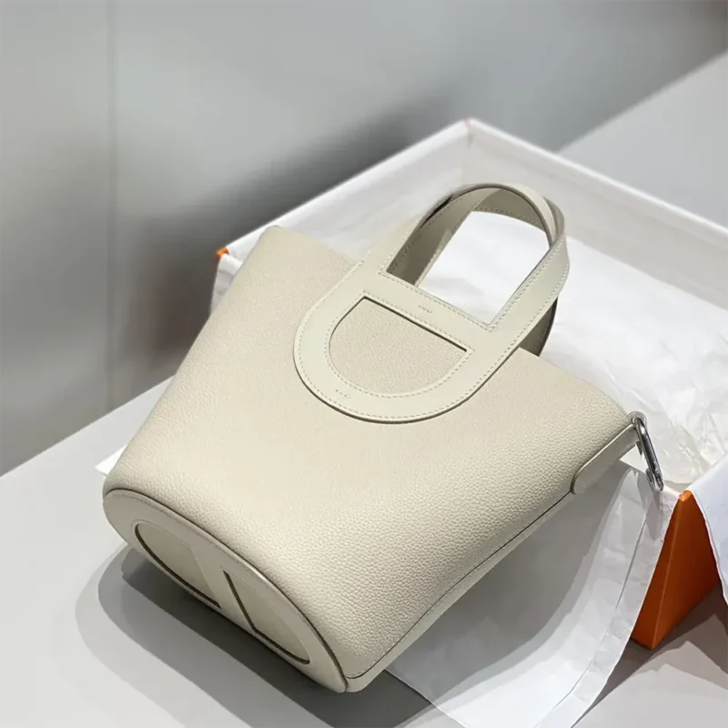 Hermes Women In the Loop 18 Handbag Clemence Leather-White/Silver