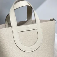 Hermes Women In the Loop 18 HandBag Clemence Leather-WhiteSilver (1)