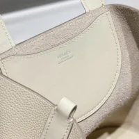 Hermes Women In the Loop 18 HandBag Clemence Leather-WhiteSilver (1)