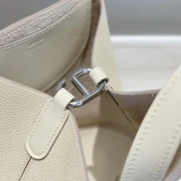 Hermes Women In the Loop 18 HandBag Clemence Leather-WhiteSilver (1)