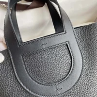 Hermes Women In the Loop 18 Handbag Clemence Leather-BlackGold (1)