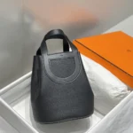 Hermes Women In the Loop 18 Handbag Clemence Leather-Black/Silver