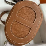 Hermes Women In the Loop 18 Handbag Clemence Leather-Brown/Gold