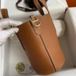 Hermes Women In the Loop 18 Handbag Clemence Leather-Brown/Gold
