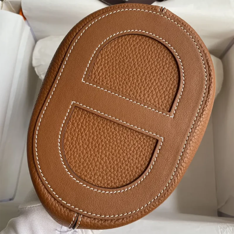 Hermes Women In the Loop 18 Handbag Clemence Leather-Brown/Silver