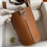 Hermes Women In the Loop 18 Handbag Clemence Leather-Brown/Silver