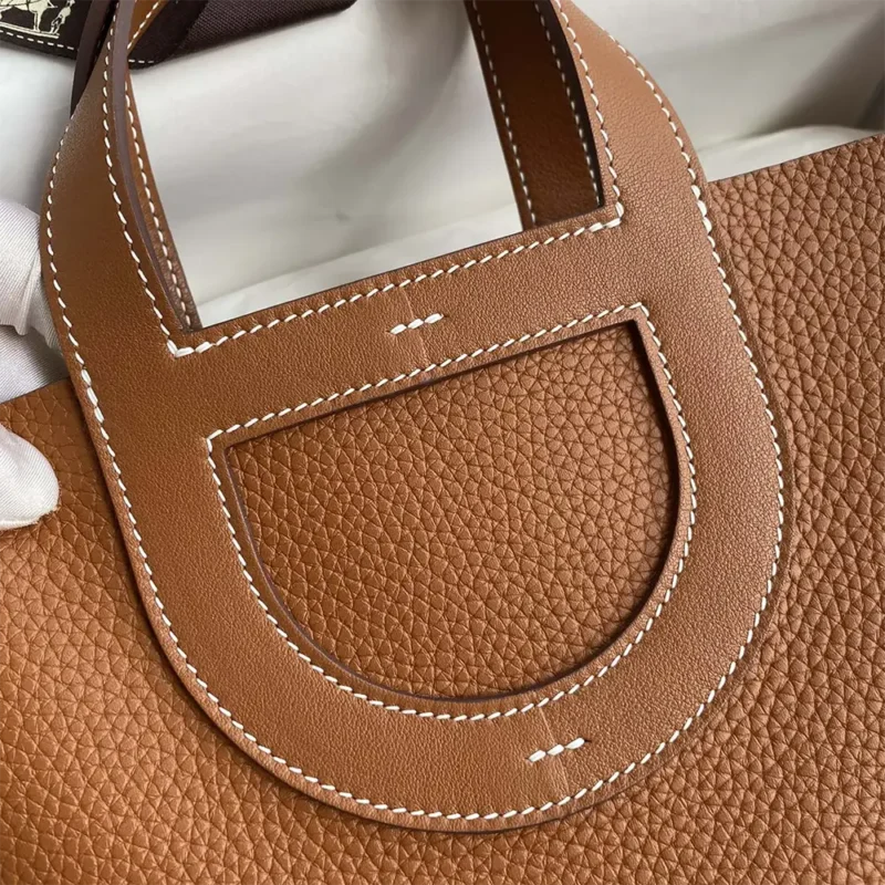 Hermes Women In the Loop 18 Handbag Clemence Leather-Brown/Silver