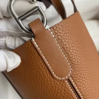 Hermes Women In the Loop 18 Handbag Clemence Leather-BrownSilver (1)