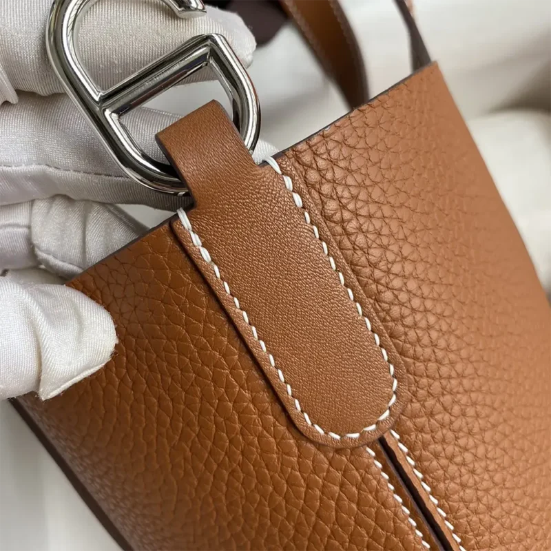 Hermes Women In the Loop 18 Handbag Clemence Leather-Brown/Silver