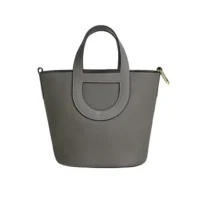 Hermes Women In the Loop 18 Handbag Clemence Leather-GrayGold (1)