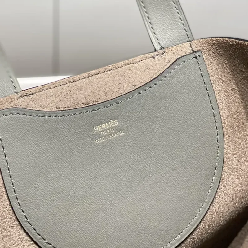 Hermes Women In the Loop 18 Handbag Clemence Leather-Gray/Gold