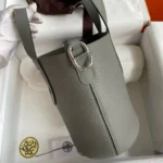 Hermes Women In the Loop 18 Handbag Clemence Leather-Gray/Silver
