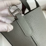 Hermes Women In the Loop 18 Handbag Clemence Leather-Gray/Silver