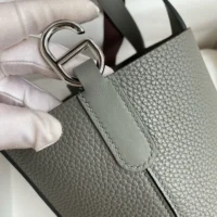 Hermes Women In the Loop 18 Handbag Clemence Leather-GraySilver (1)