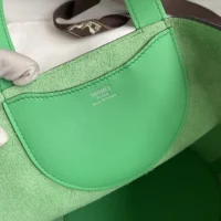 Hermes Women In the Loop 18 Handbag Clemence Leather-GreenSilver (1)