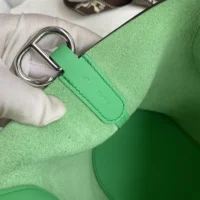 Hermes Women In the Loop 18 Handbag Clemence Leather-GreenSilver (1)