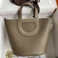 Hermes Women In the Loop 18 Handbag Clemence Leather-GreySilver (10)