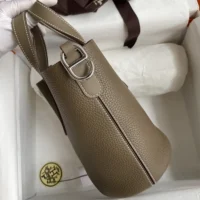 Hermes Women In the Loop 18 Handbag Clemence Leather-GreySilver (10)