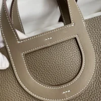 Hermes Women In the Loop 18 Handbag Clemence Leather-GreySilver (10)