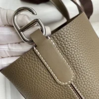 Hermes Women In the Loop 18 Handbag Clemence Leather-GreySilver (10)