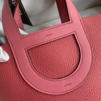 Hermes Women In the Loop 18 Handbag Clemence Leather-PinkSilver (1)