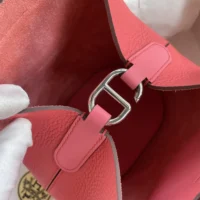 Hermes Women In the Loop 18 Handbag Clemence Leather-PinkSilver (1)