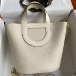 Hermes Women In the Loop 18 Handbag Clemence Leather-White