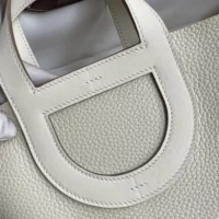 Hermes Women In the Loop 18 Handbag Clemence Leather-WhiteGold (10)