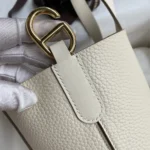 Hermes Women In the Loop 18 Handbag Clemence Leather-White/Gold
