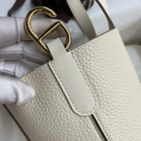 Hermes Women In the Loop 18 Handbag Clemence Leather-WhiteGold (10)