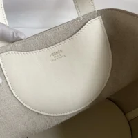 Hermes Women In the Loop 18 Handbag Clemence Leather-WhiteGold (10)
