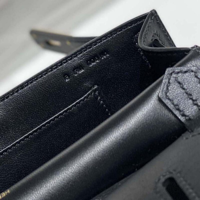 Hermes Women Jyspiere in Evercolor Leather-Black/Gold