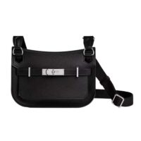 Hermes Women Jyspiere in Evercolor Leather-BlackSilver (1)