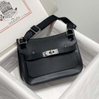 Hermes Women Jyspiere in Evercolor Leather-BlackSilver (1)