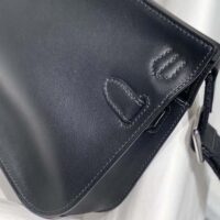 Hermes Women Jyspiere in Evercolor Leather-BlackSilver (1)