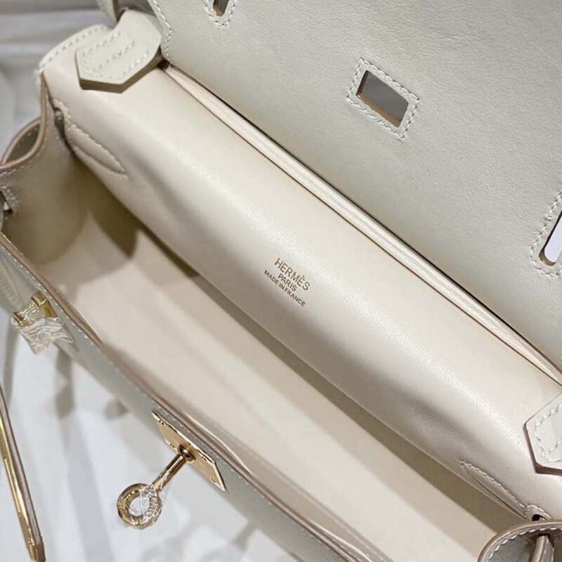 Hermes Women Jyspiere in Evercolor Leather-White/Gold