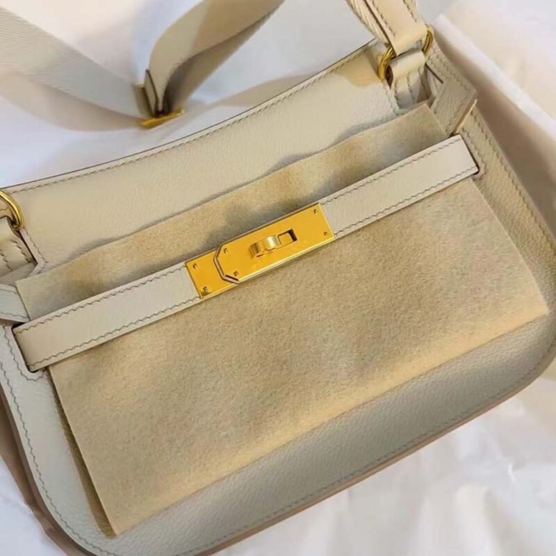Hermes Women Jyspiere in Evercolor Leather-White/Gold H084047CCAI